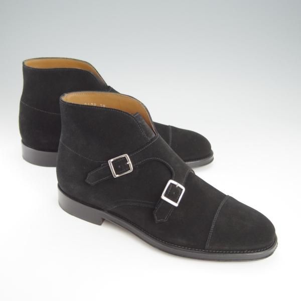 美品★(伊)Doucal's/デュカルス SIZE 39【定価￥63,800-★ブラックラピド製法/ダブルモンク/ブーツ】2479/スエード/黒/メンズ★i066
