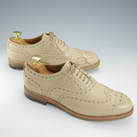 未使用★(スイス)BALLY/バリー(レディース) 38E【★フルブローグ/薄茶】カーフ/ウイングチップ/革靴/レザーシューズ★i074