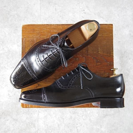 ★(スペイン製)YANKO/ヤンコ SIZE 7.5【グッドイヤーウェルテッド製法★セミブローグ/104838】CAMBRIDGE/カーフ/黒/メンズ★i079