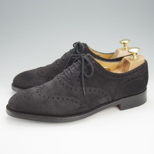 極美品★ジョンロブ 5D【モデル定価￥192,500-★STOWEY/8695ラスト/濃紺〜ほぼ黒】フルブローグ/スエード/メンズ/JOHN LOBB★i088