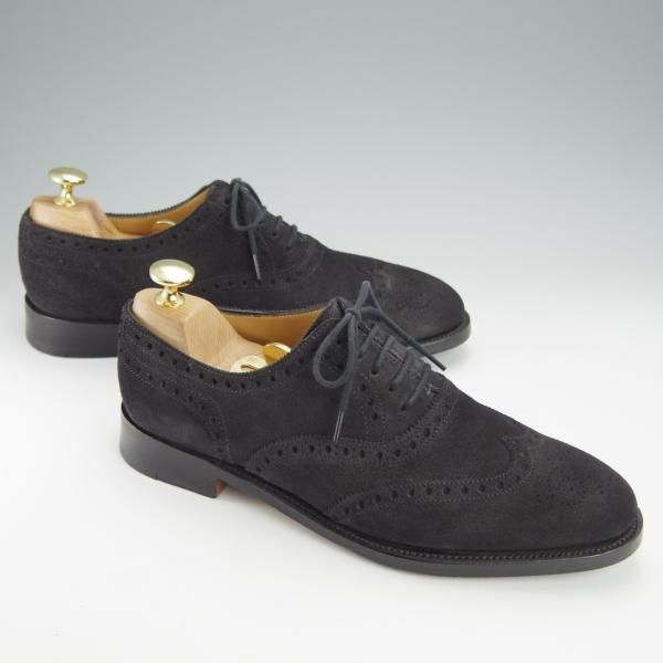 極美品★ジョンロブ 5D【モデル定価￥192,500-★STOWEY/8695ラスト/濃紺〜ほぼ黒】フルブローグ/スエード/メンズ/JOHN LOBB★i088