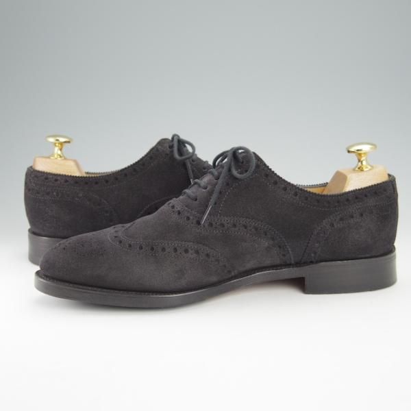 極美品★ジョンロブ 5D【モデル定価￥192,500-★STOWEY/8695ラスト/濃紺〜ほぼ黒】フルブローグ/スエード/メンズ/JOHN LOBB★i088