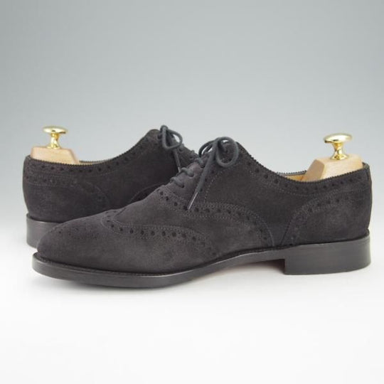 極美品★ジョンロブ 5D【モデル定価￥192,500-★STOWEY/8695ラスト/濃紺〜ほぼ黒】フルブローグ/スエード/メンズ/JOHN LOBB★i088