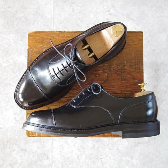 極美品★クロケット&ジョーンズ 7E【定価￥97,900-★ダイナイトソール/EXETER 4】375ラスト/ストレートチップ/黒/Crockett&Jones★i093