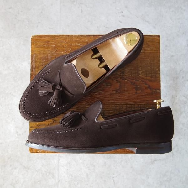 極美品★クロケット&ジョーンズ 7E【定価￥72,600-★バーニーズNY別注/NASH 2】376ラスト/タッセルローファー/濃茶/Crockett&Jones★i095