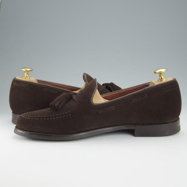 極美品★クロケット&ジョーンズ 7E【定価￥72,600-★バーニーズNY別注/NASH 2】376ラスト/タッセルローファー/濃茶/Crockett&Jones★i095