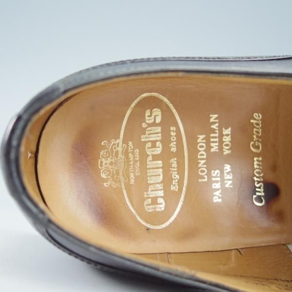 美品★チャーチ 80D/UK7.5程度【貴重★100ラスト/Bamford】4都市ロゴ/ストレートチップ/カーフ/黒/メンズ/Church's★i118