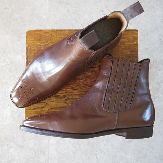 極上★(英)アンソニー・クレバリー 8E【定価20万円以上★サイドゴアブーツ/ROURKE】カーフ/茶/メンズ/ANTHONY CLEVERLEY★i119