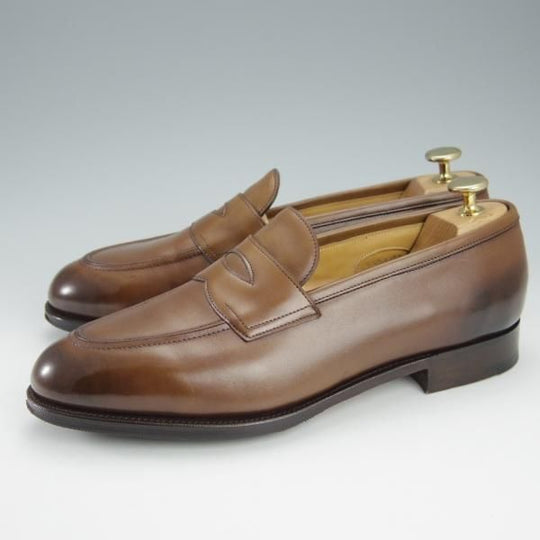 極美品★エドワードグリーン 7E【定価￥174,900-★ピカデリー/PICCADILLY】184ラスト/コインローファー/カーフ/茶/EDWARD GREEN★i124