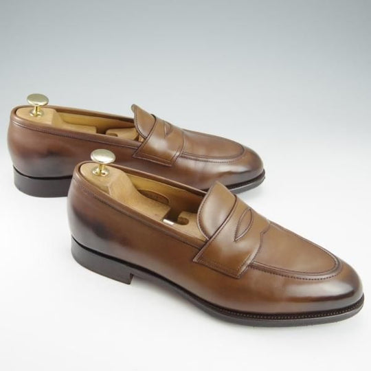 極美品★エドワードグリーン 7E【定価￥174,900-★ピカデリー/PICCADILLY】184ラスト/コインローファー/カーフ/茶/EDWARD GREEN★i124