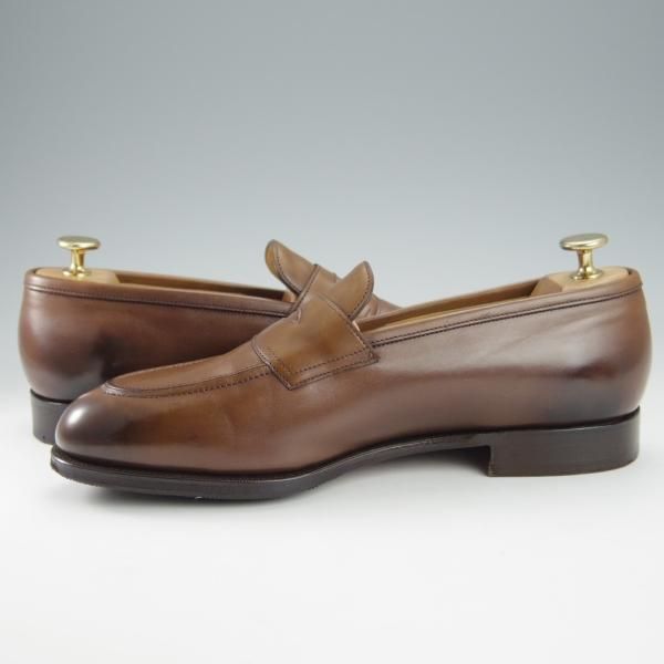 極美品★エドワードグリーン 7E【定価￥174,900-★ピカデリー/PICCADILLY】184ラスト/コインローファー/カーフ/茶/EDWARD GREEN★i124