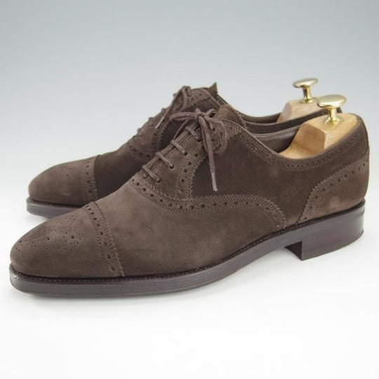 美品★(スペイン製)カルミナ SIZE 6.5【モデル定価￥72,600-★MEERMIN別注/10051】セミブローグ/スエード/濃茶/メンズ/CARMINA★i134