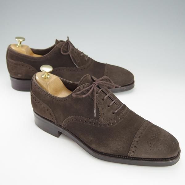 美品★(スペイン製)カルミナ SIZE 6.5【モデル定価￥72,600-★MEERMIN別注/10051】セミブローグ/スエード/濃茶/メンズ/CARMINA★i134