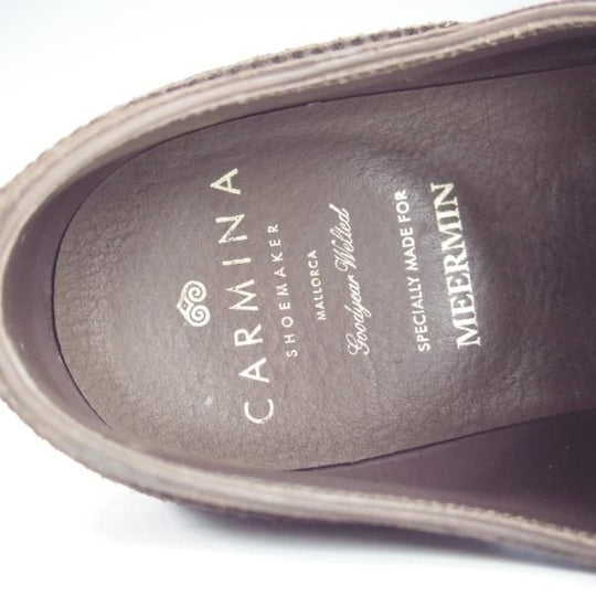 美品★(スペイン製)カルミナ SIZE 6.5【モデル定価￥72,600-★MEERMIN別注/10051】セミブローグ/スエード/濃茶/メンズ/CARMINA★i134