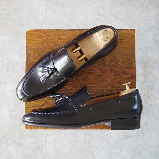 未使用★(伊)エンツォ・ボナフェ SIZE 6【定価￥102,600-★タッセルローファー/EB-41】LUNAラスト/カーフ/黒/メンズ/Enzo Bonafe★i136