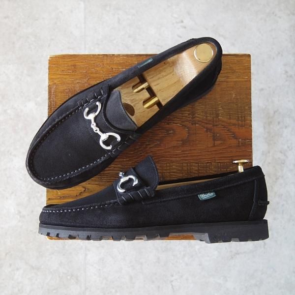 極美品★パラブーツ SIZE 7【★ユナイテッドアローズ別注/CORAUX MORS】ビットローファー/スエード/黒/UNITED ARROWS/Paraboot★i137