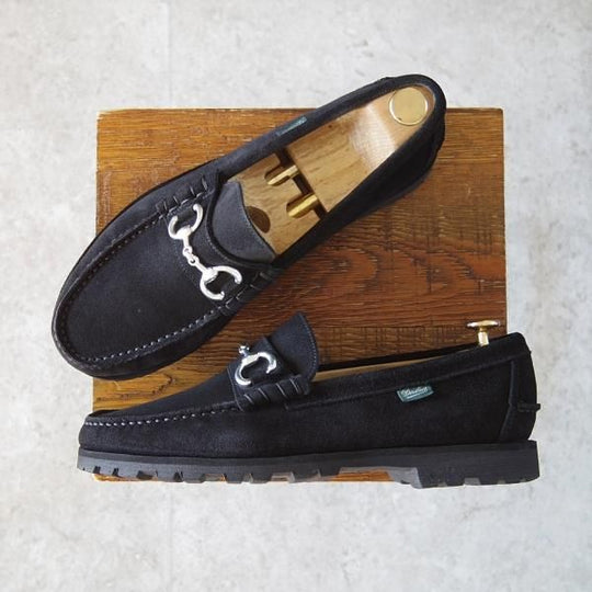 極美品★パラブーツ SIZE 7【★ユナイテッドアローズ別注/CORAUX MORS】ビットローファー/スエード/黒/UNITED ARROWS/Paraboot★i137