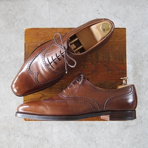 極上★クロケット&ジョーンズ 7E【★DRUMMOND/バーニーズNY別注/348ラスト】オックスフォードシューズ/カーフ/茶/Crockett&Jones★i141