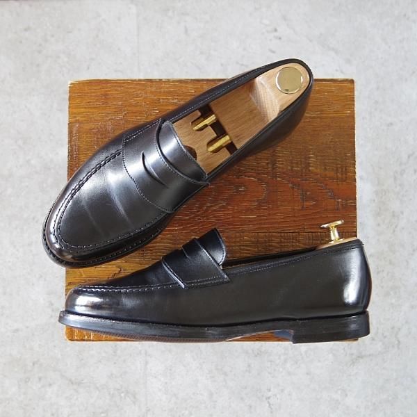 ★クロケット&ジョーンズ 6E【現行定価￥90,200-★BOSTON 2/ボストン/376ラスト】コインローファー/カーフ/黒/メンズ/Crockett&Jones★i146