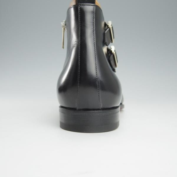 未使用★(伊)サントーニ SIZE 8.5【定価￥159,500-★ダブルモンク/サイドジップブーツ】16276/カーフ/黒/メンズ/Santoni★i151