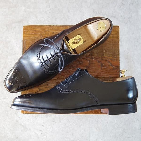 極美品★クロケット&ジョーンズ 10E【定価￥86,900-★EDGWARE/348ラスト】オックスフォードシューズ/カーフ/黒/Crockett&Jones★i156