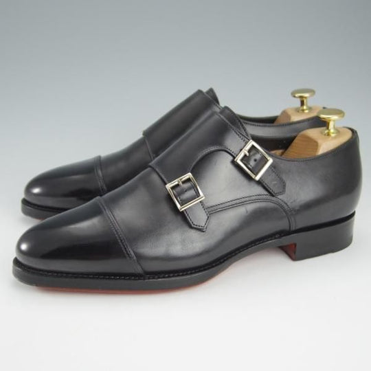 ★(伊)サントーニ SIZE 6.5【上級★グッドイヤーウェルテッド製法/15706】ダブルモンク/カーフ/黒/メンズ/Santoni★i157