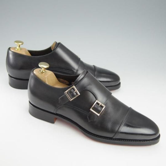 ★(伊)サントーニ SIZE 6.5【上級★グッドイヤーウェルテッド製法/15706】ダブルモンク/カーフ/黒/メンズ/Santoni★i157