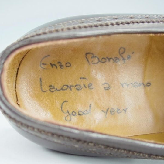 ★(伊)エンツォ・ボナフェ UK7.5〜8のワイズB〜Cの方向け【定価￥115,500-★ハンドソーンウェルテッド製法】タッセルローファー/濃茶★i158