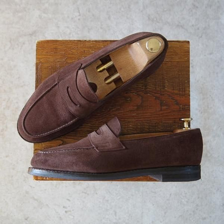 ★ジョンロブ 6.5E【モデル定価￥231,000-★ロペス/LOPEZ】4395ラスト/コインローファー/スエード/濃茶/メンズ/JOHN LOBB★i160