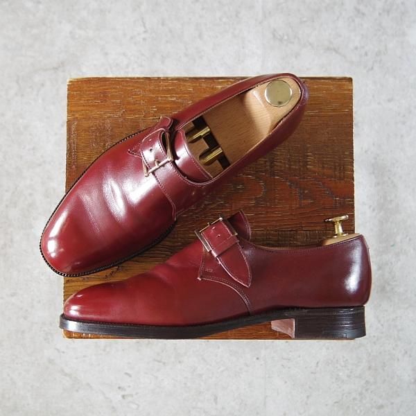 美品★クロケット&ジョーンズ 6E【★(英)ポールセンスコーン別注/Poulsen Skone】248ラスト/モンクストラップ/赤茶/Crockett&Jones★i167