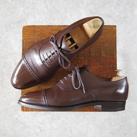 極上★(浅草)RENDO/レンド SIZE 7.5【定価￥49,500-★パンチドキャップトゥ/7702】カーフ/濃茶/メンズ★i171