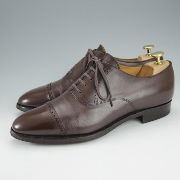 極上★(浅草)RENDO/レンド SIZE 7.5【定価￥49,500-★パンチドキャップトゥ/7702】カーフ/濃茶/メンズ★i171