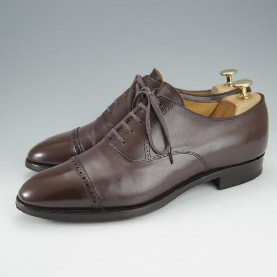 極上★(浅草)RENDO/レンド SIZE 7.5【定価￥49,500-★パンチドキャップトゥ/7702】カーフ/濃茶/メンズ★i171