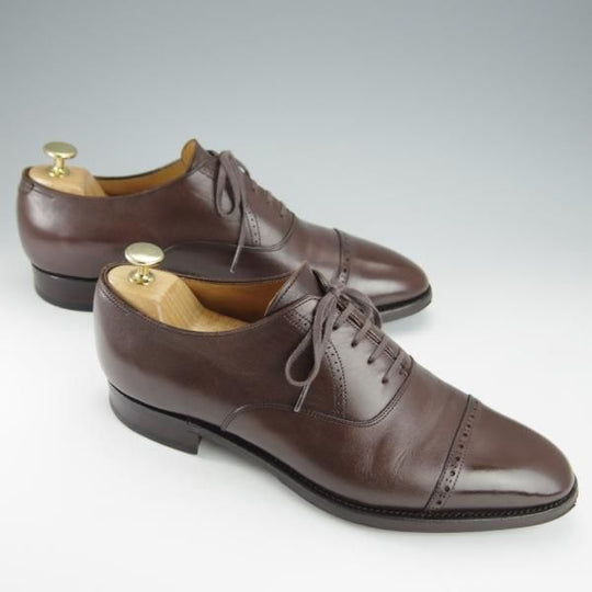 極上★(浅草)RENDO/レンド SIZE 7.5【定価￥49,500-★パンチドキャップトゥ/7702】カーフ/濃茶/メンズ★i171