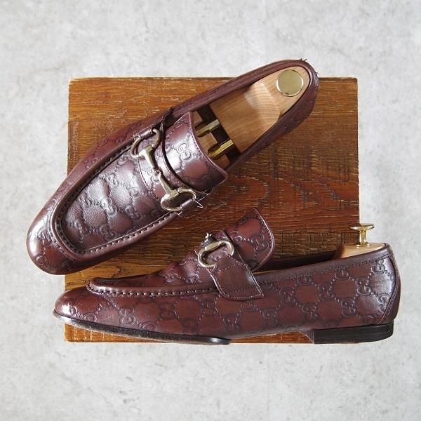 ★(伊)GUCCI/グッチ SIZE 41【★ビットローファー/GGロゴ型押し/28087】スリッポン/カーフ/濃茶/メンズ★i174