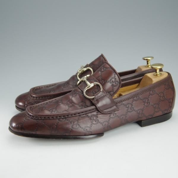 ★(伊)GUCCI/グッチ SIZE 41【★ビットローファー/GGロゴ型押し/28087】スリッポン/カーフ/濃茶/メンズ★i174