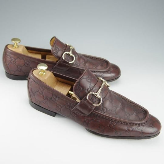 ★(伊)GUCCI/グッチ SIZE 41【★ビットローファー/GGロゴ型押し/28087】スリッポン/カーフ/濃茶/メンズ★i174