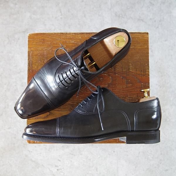 極上★(伊)サントーニ SIZE 4.5【上級★グッドイヤーウェルテッド製法/13177】ストレートチップ/カーフ/黒/メンズ/Santoni★i184
