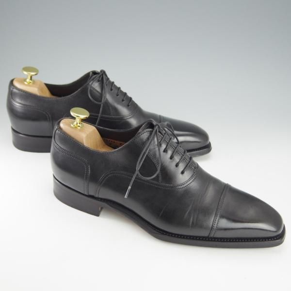 極上★(伊)サントーニ SIZE 4.5【上級★グッドイヤーウェルテッド製法/13177】ストレートチップ/カーフ/黒/メンズ/Santoni★i184