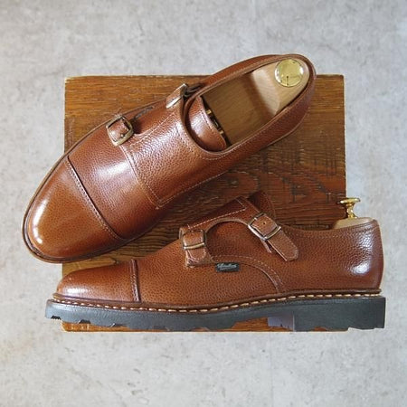 ほぼ試着程度★パラブーツ SIZE 8.5【現行定価￥74,800-★ウィリアム/WILLIAM】ダブルモンク/シボ革/MARRON/マロン/茶/Paraboot★i185