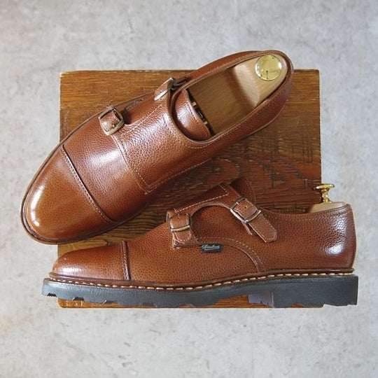 ほぼ試着程度★パラブーツ SIZE 8.5【現行定価￥74,800-★ウィリアム/WILLIAM】ダブルモンク/シボ革/MARRON/マロン/茶/Paraboot★i185