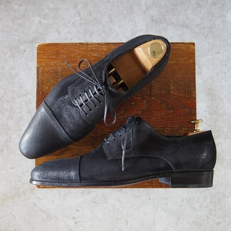 ほぼ試着程度★(伊)Doucal's/デュカルス SIZE 39.5【バケッタ風スエード★ストレートチップ/黒】メンズ★i186