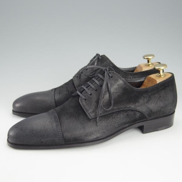 ほぼ試着程度★(伊)Doucal's/デュカルス SIZE 39.5【バケッタ風スエード★ストレートチップ/黒】メンズ★i186
