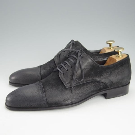 ほぼ試着程度★(伊)Doucal's/デュカルス SIZE 39.5【バケッタ風スエード★ストレートチップ/黒】メンズ★i186