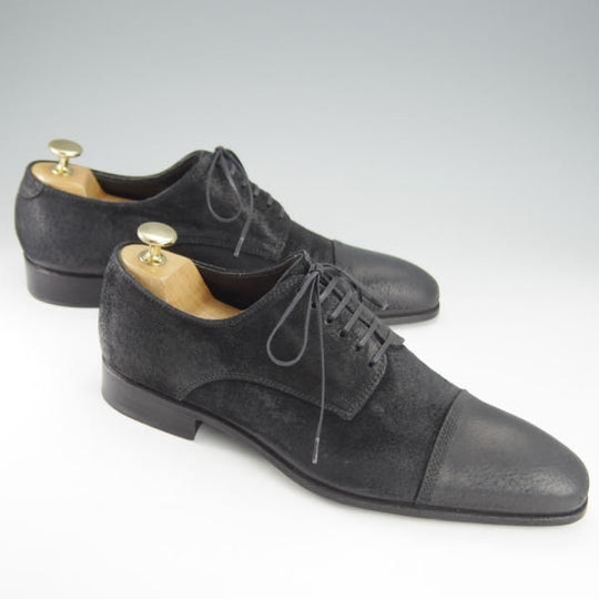 ほぼ試着程度★(伊)Doucal's/デュカルス SIZE 39.5【バケッタ風スエード★ストレートチップ/黒】メンズ★i186