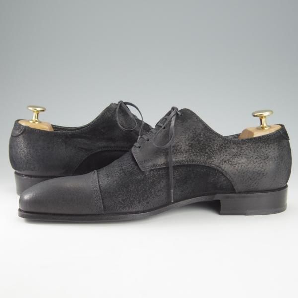 ほぼ試着程度★(伊)Doucal's/デュカルス SIZE 39.5【バケッタ風スエード★ストレートチップ/黒】メンズ★i186