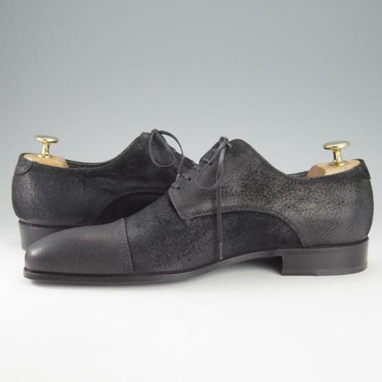 ほぼ試着程度★(伊)Doucal's/デュカルス SIZE 39.5【バケッタ風スエード★ストレートチップ/黒】メンズ★i186