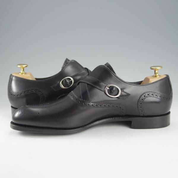 未使用★(英国製)BARKER BLACK/バーカーブラック US8【定価￥105,840-★2019年BEAMS取扱/MOTTO/モンクストラップ】HARRINGTON/黒★i187