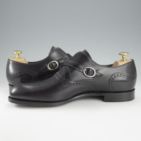 未使用★(英国製)BARKER BLACK/バーカーブラック US8【定価￥105,840-★2019年BEAMS取扱/MOTTO/モンクストラップ】HARRINGTON/黒★i187