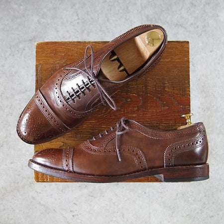 極美品★(米)アレンエドモンズ 8D【定価￥75,900-★Strand/ストランド】セミブローグ/カーフ/CIGAR/茶/メンズ/ALLEN EDMONDS★i188